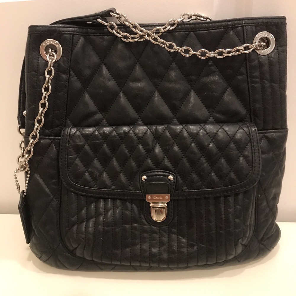 Leather Black Coach Tote